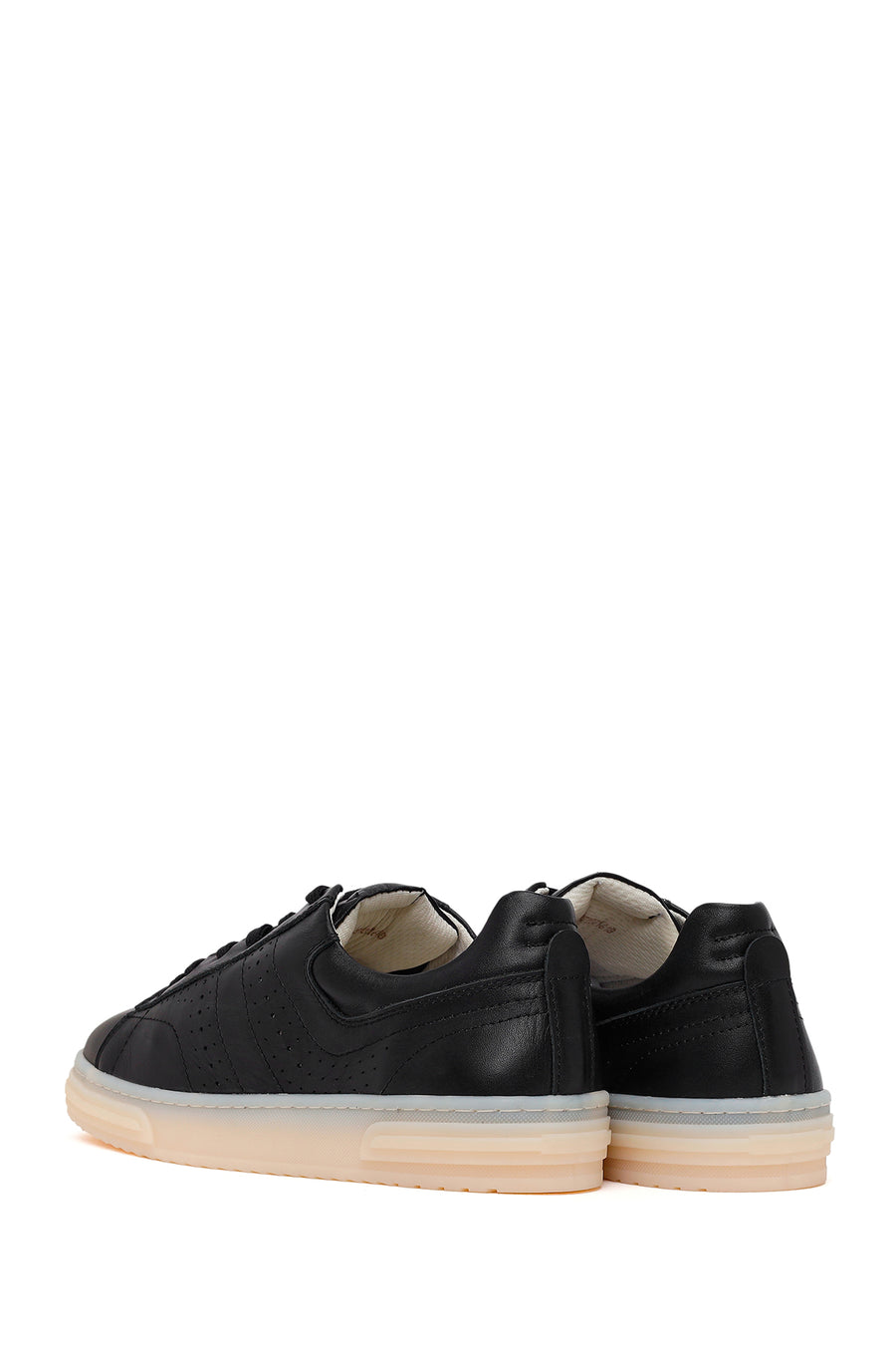 Kadın Siyah Bağcıklı Deri Sneaker