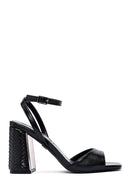 Women's Black Ankle Buckle High Thick Heel Sandals | Derimod