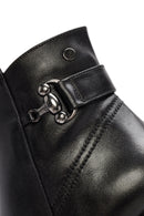 Woman Black Zippered Chunky Heels Leather Boat | Derimod