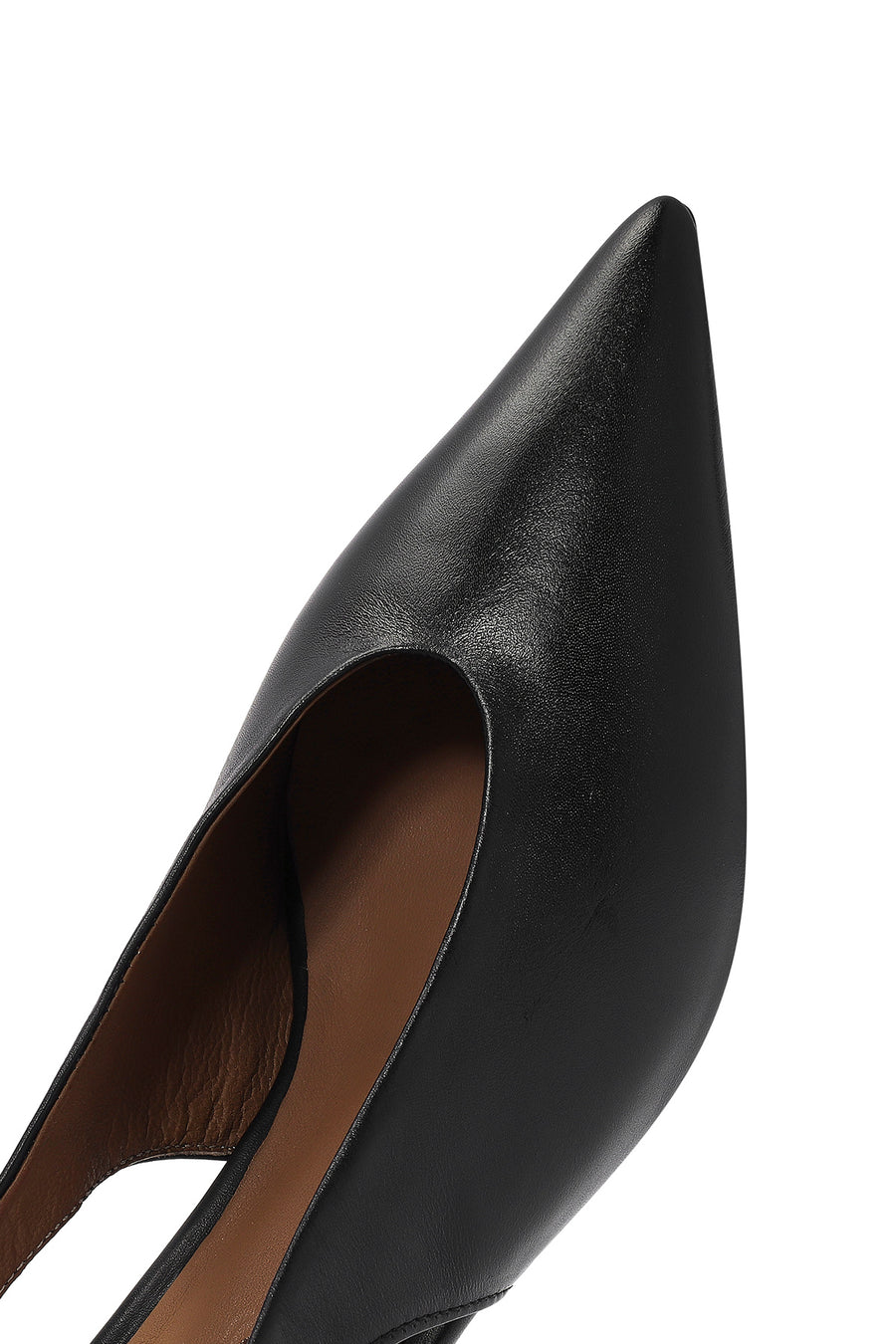 Women's Black Slingback Elastic Low Heel Leather Shoes