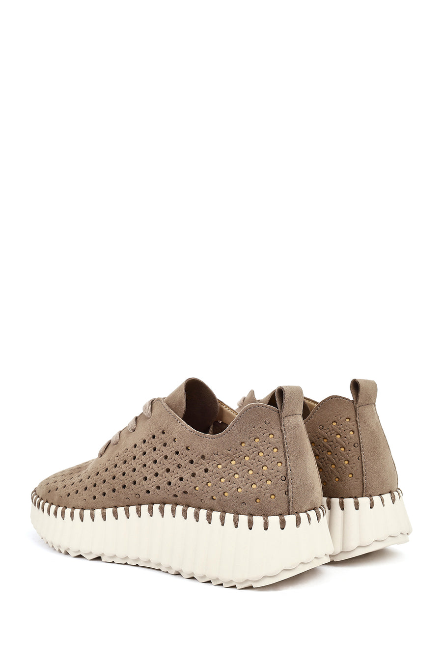 Woman Mink Lace-Up Thick-Soled Patterned Suede Comfort Shoes