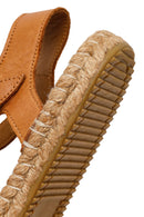 Woman Tan Ankle-Strap Buckled Leather Espadrilles Sandal | Derimod