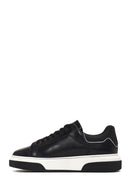 Erkek Siyah Bağcıklı Kalın Tabanlı Deri Sneaker | Derimod