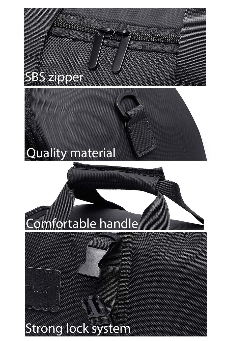 Men's Black Fabric Travel Bag