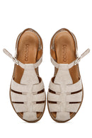 Women's Mink Suede Leather Sandals with Buckle Ankle | Derimod