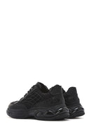 Men's Black Lace-Up Thick-Sole Fabric Sneakers | Derimod