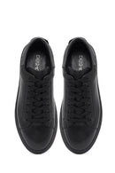 Men's Black Lace-Up Thick Sole Leather Sneakers | Derimod