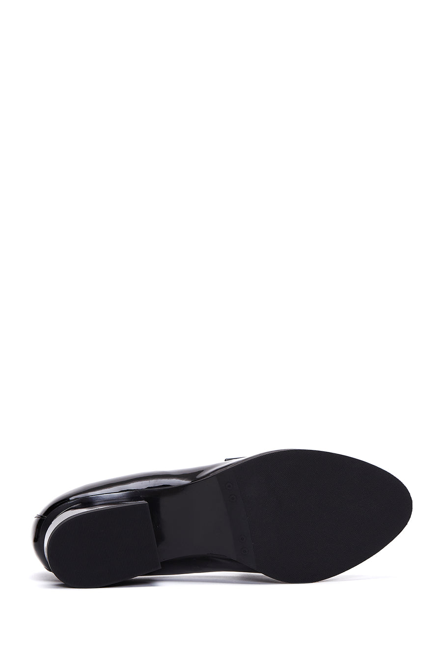 Women's Black Heeled Patent Leather Masculine Loafer