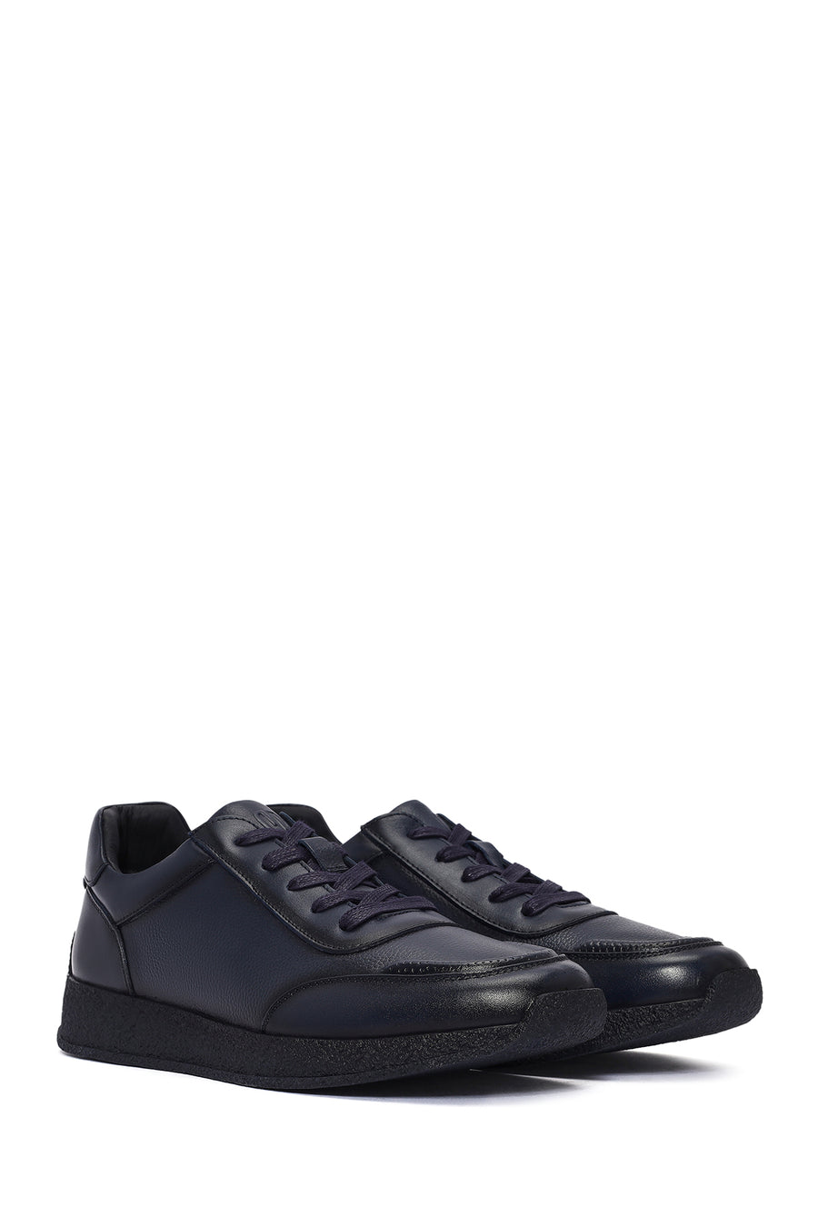 Men's Navy Blue Lace-Up Leather Sneaker