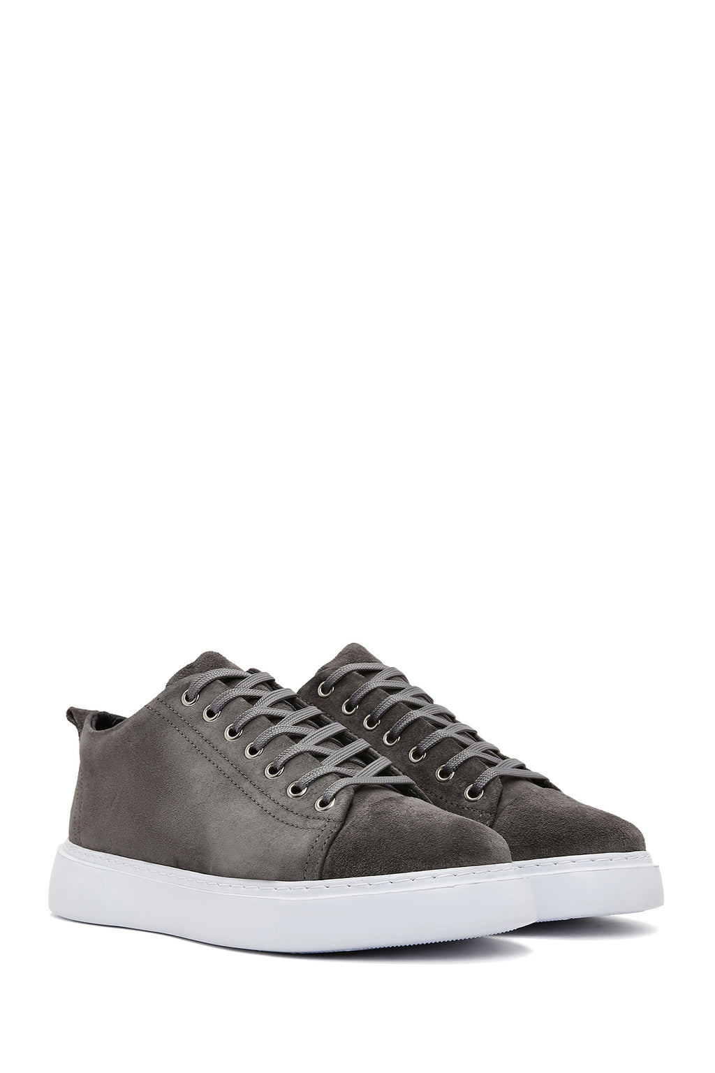 Erkek Gri Bağcıklı Süet Deri Sneaker