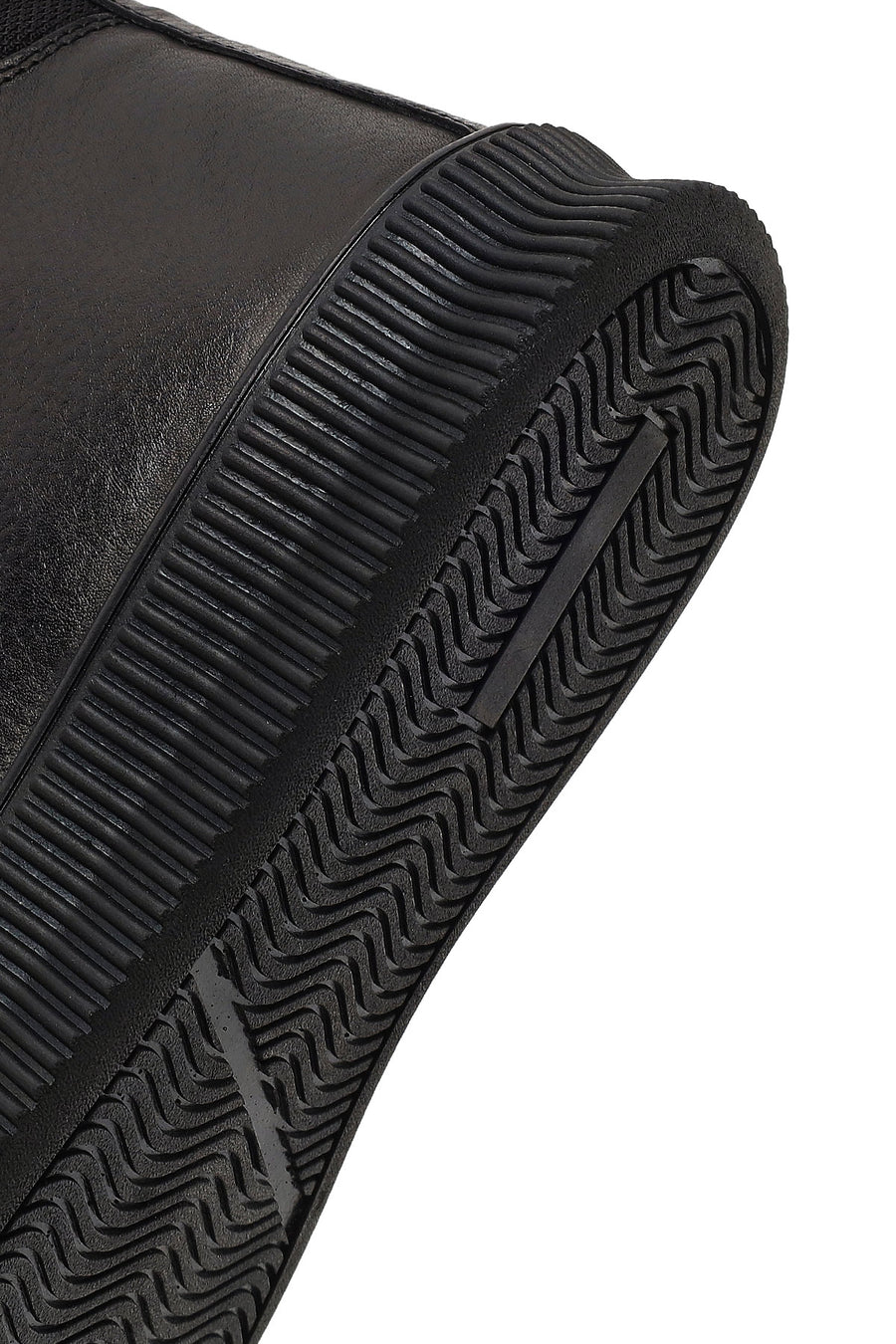Male Black Lace-Up Zip Closure Leather Sport Boots