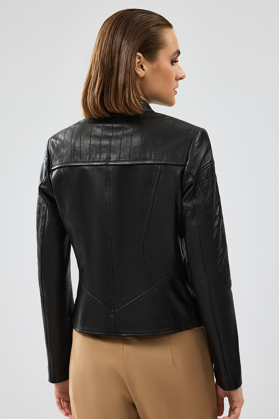 Tania Women's Black Short Leather Jacket