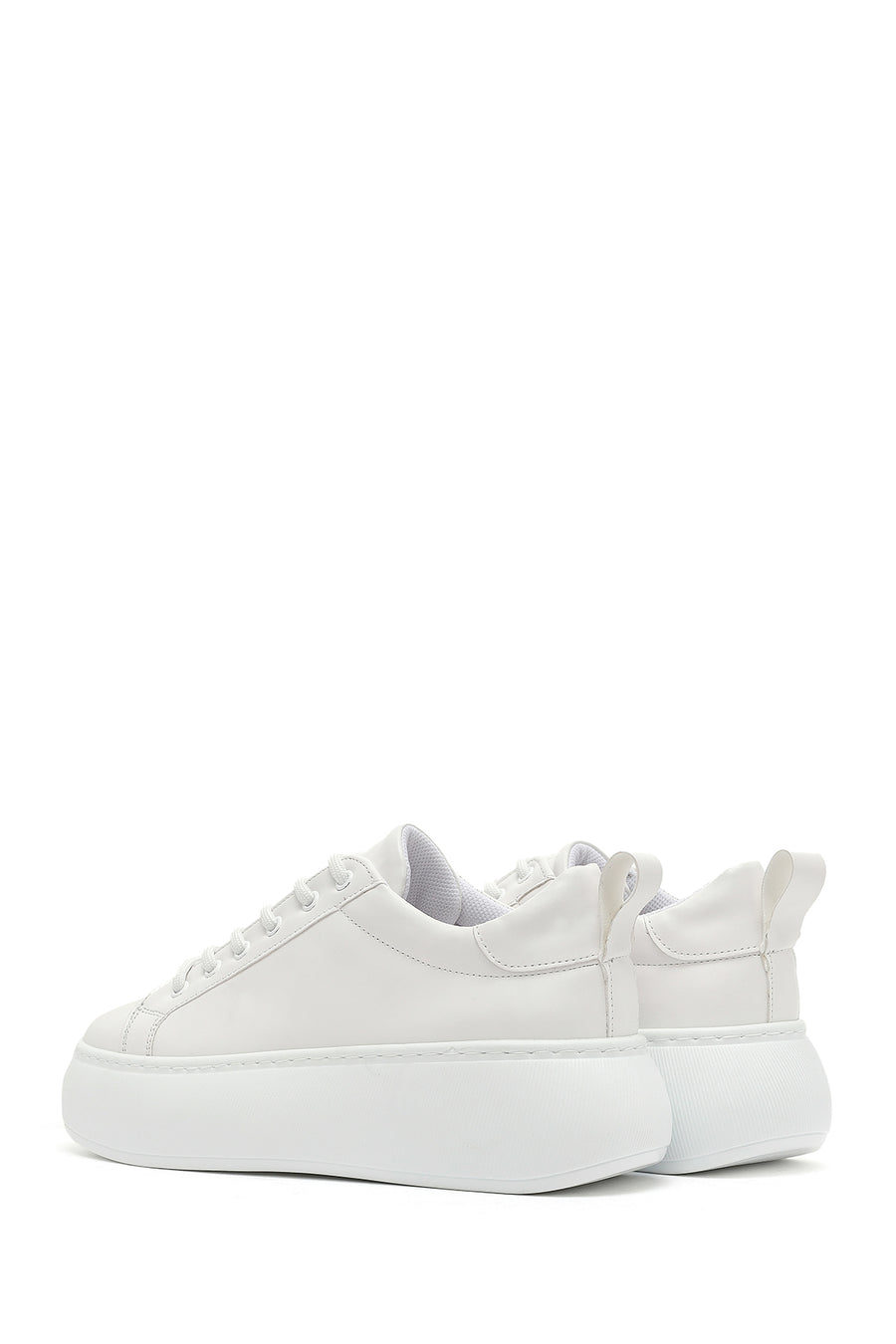 Women's White Lace-Up Thick Soled Sneaker