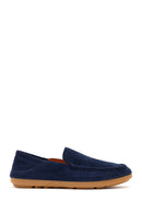 Male Navy Suede Leather Loafer | Derimod