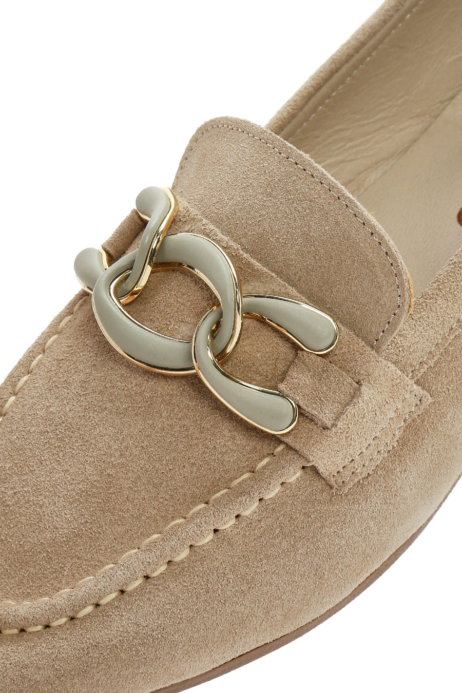Kadın Bej Süet Deri Maskülen Loafer
