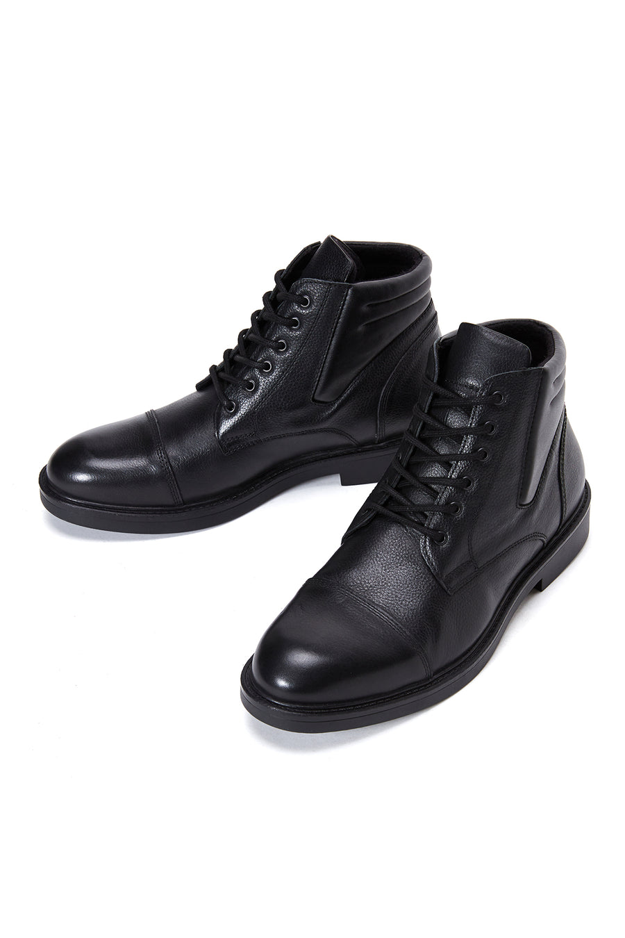 Men's Black Leather Short Boots