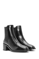 Woman Black Thick Heel Patent Leather Leather Chelsea Boots | Derimod