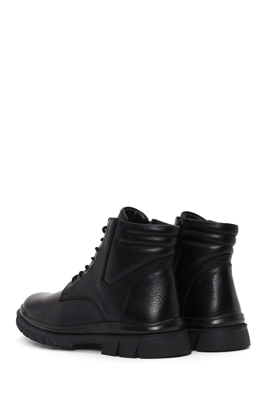 Male Black Zip Closure Leather Combat Boots
