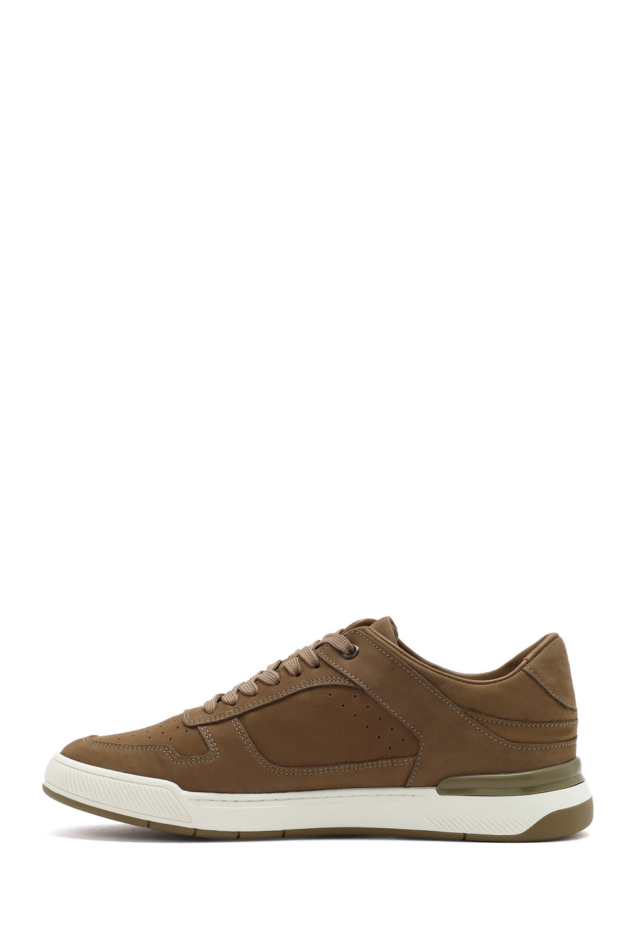 Erkek Bej Bağcıklı Nubuk Deri Sneaker