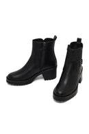 Women's Black Zippered Thick Heeled Boots | Derimod