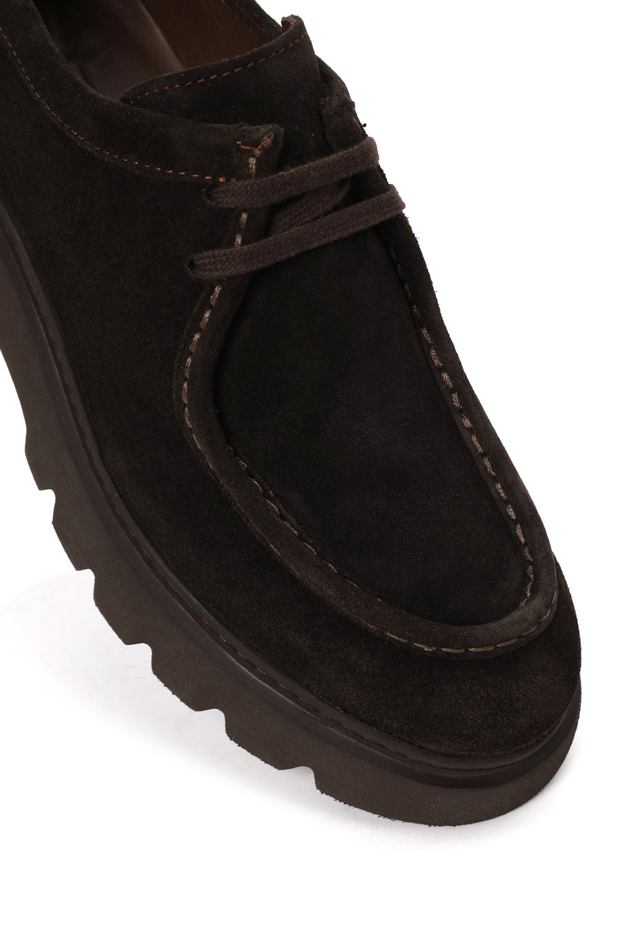 Male Brown Lace-Up Thick-Soled Suede Casual Shoes