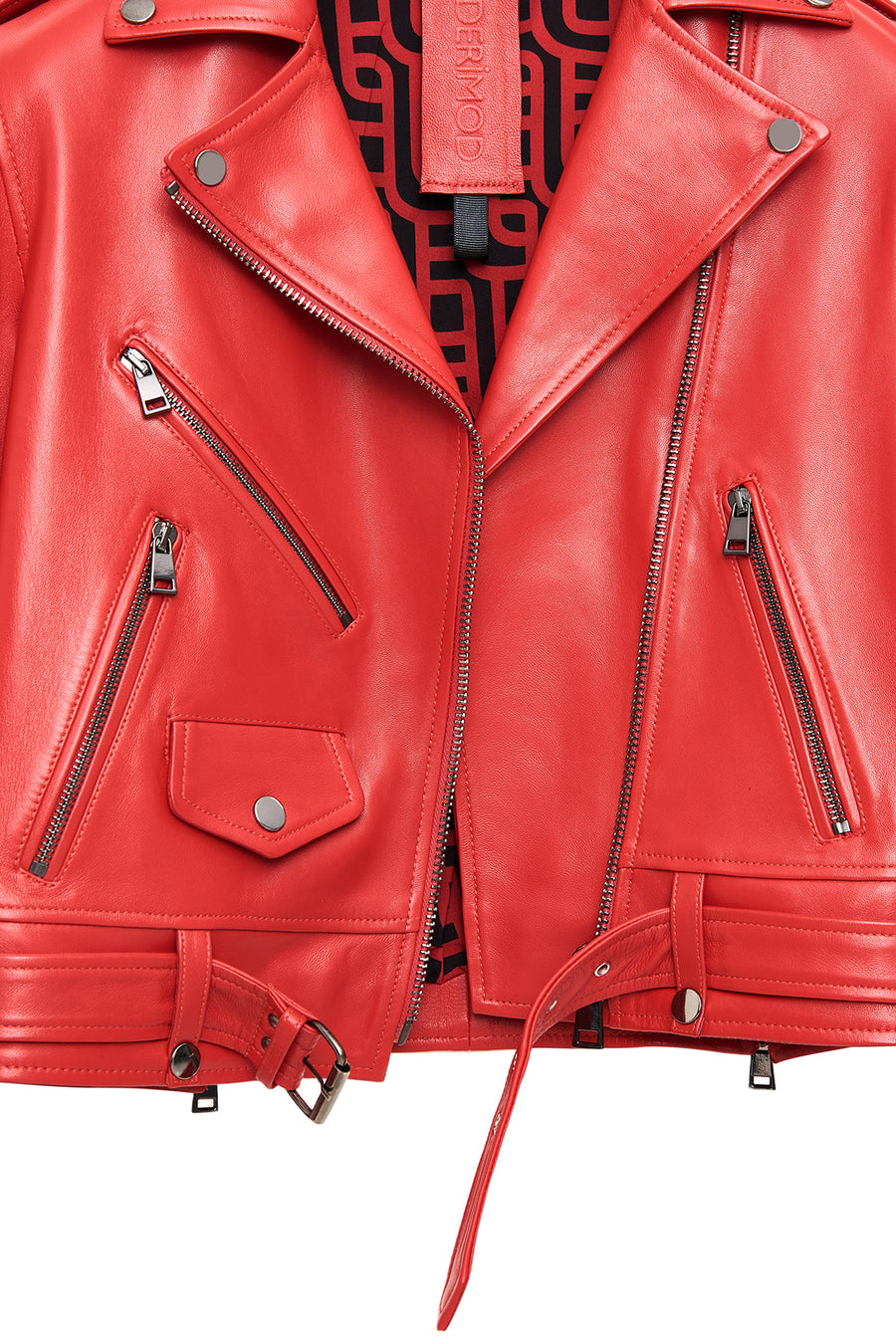 Newage Women's Red Slim-Fit Biker Leather Jacket