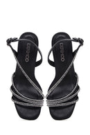 Women's Black Stone Evening Dress Thin Heel Sandals | Derimod