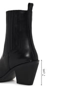 Woman Black Chunky-Heel Leather Cowboy Boots | Derimod