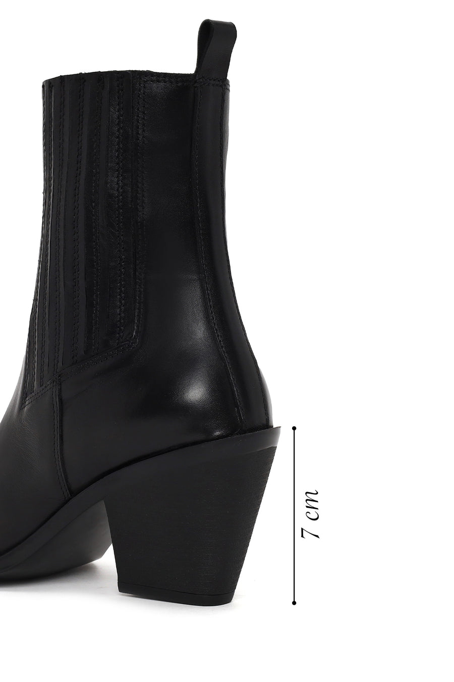Woman Black Chunky-Heel Leather Cowboy Boots