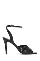 Woman Black Ankle-Buckle High Stiletto-Heel Leather Sandals | Derimod
