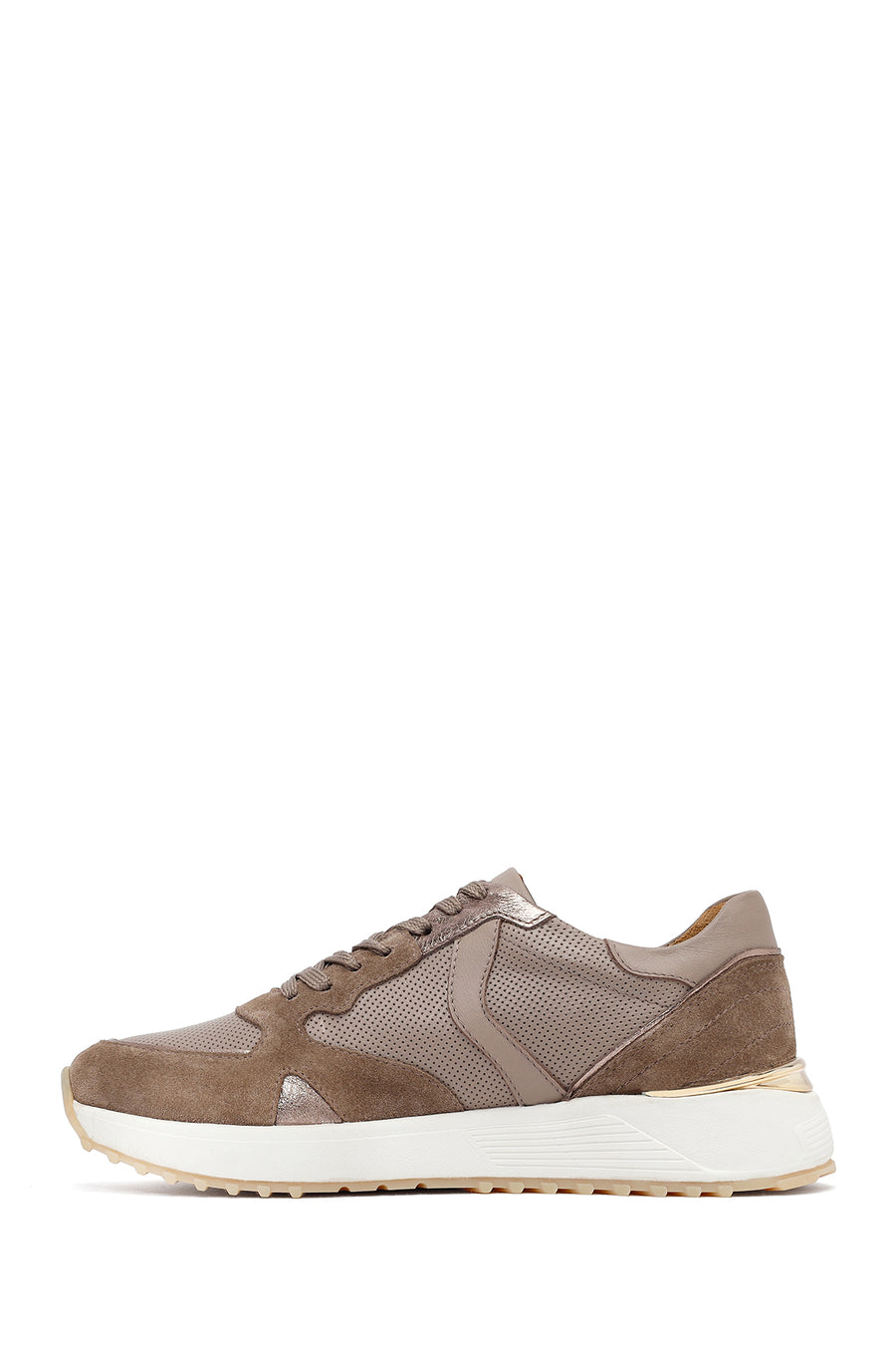 Woman Mink Laced Thick Sole Leather Sneakers