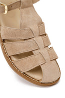 Woman Cream Buckled Ankle Suede Sandal | Derimod