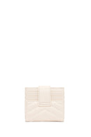 Woman Cream Quilted Card Holder | Derimod