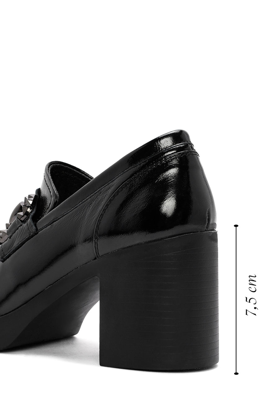 Woman Black High Thick-Heeled Patent Leather Leather Masculine Loafer