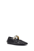 Women's Black Jelly Ballet Flats with Rhinestones | Derimod