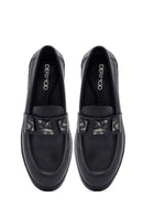 Woman Black Buckle Leather Loafer | Derimod