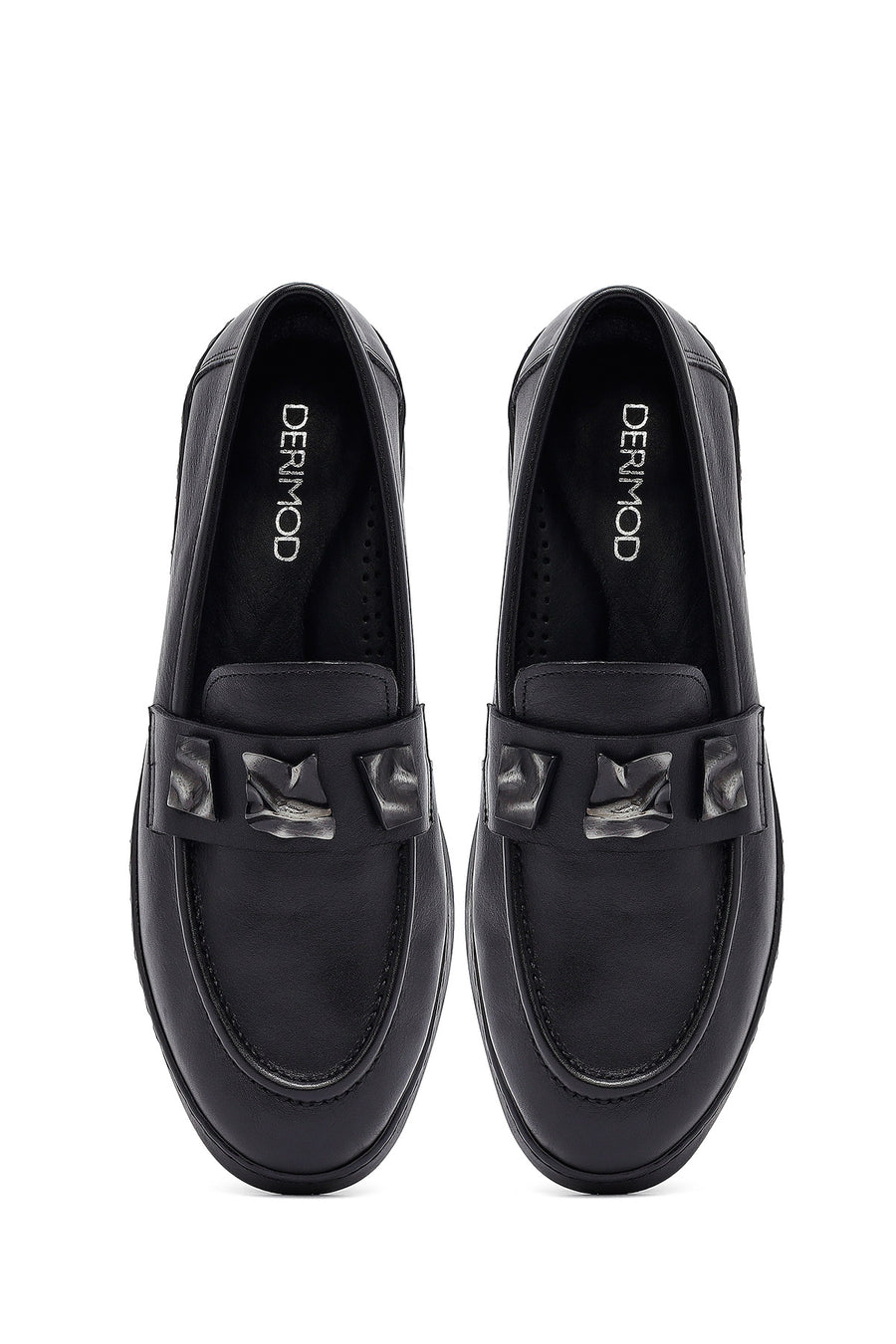 Woman Black Buckle Leather Loafer