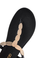 Women's Black Buckle Thong Leather Sandals | Derimod