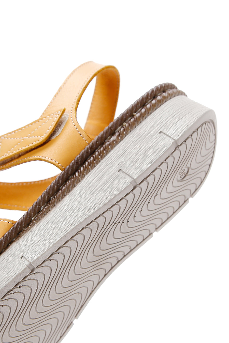 Kadın Sarı Deri Comfort Sandalet