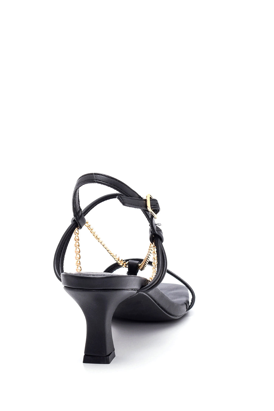 Women's Black Chain Heeled Sandals