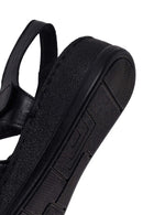 Woman Black Patterned Thick-Soled Leather Comfort Sandal | Derimod