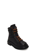 Harley Davidson Woman Black Angelhard Lace-Up Leather Combat Boots | Derimod