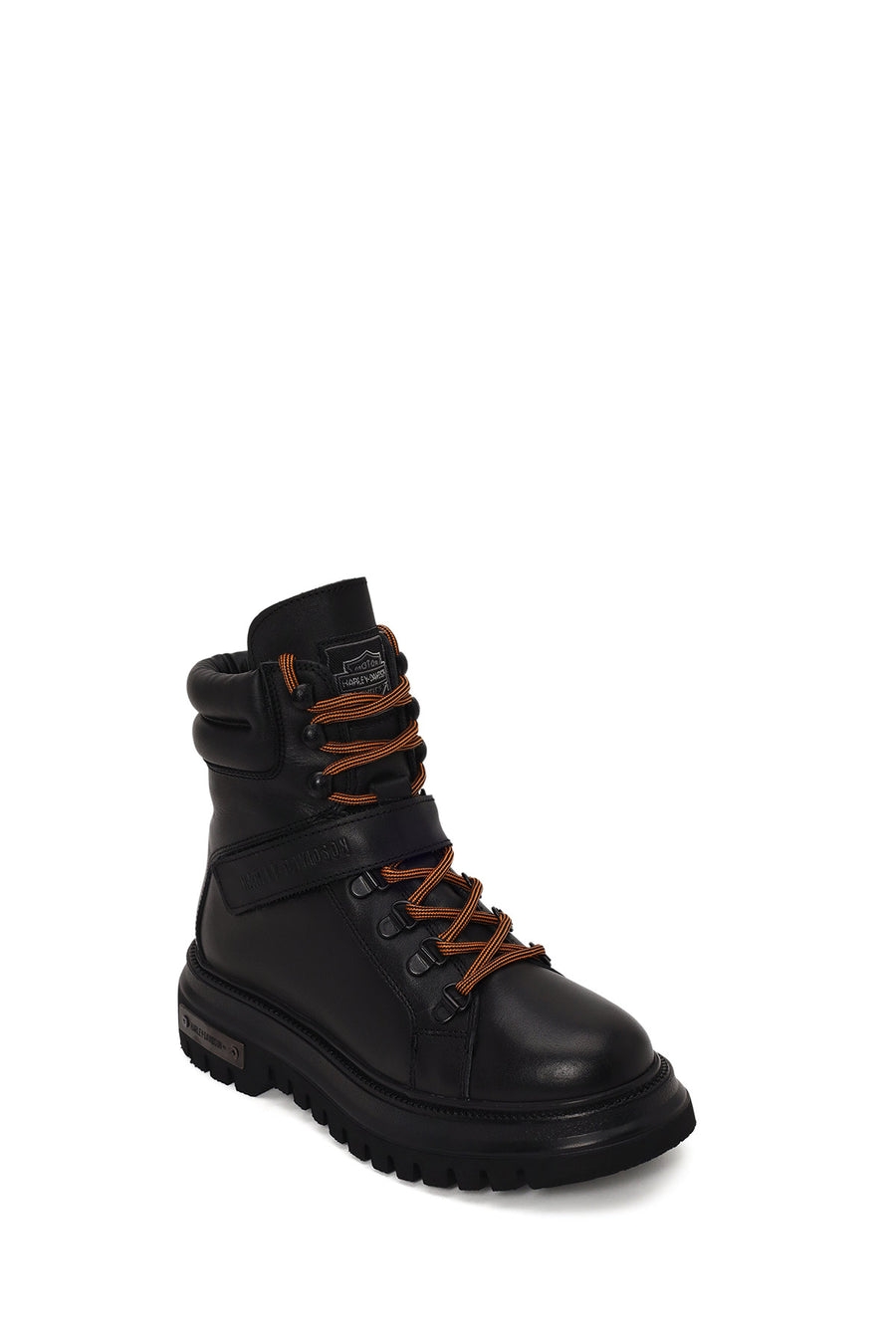 Harley Davidson Woman Black Angelhard Lace-Up Leather Combat Boots