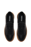 Erkek Siyah Bağcıklı Deri Casual Sneaker | Derimod