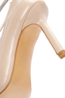 Women's Beige Ankle Strap Thin Heel Leather Stiletto | Derimod