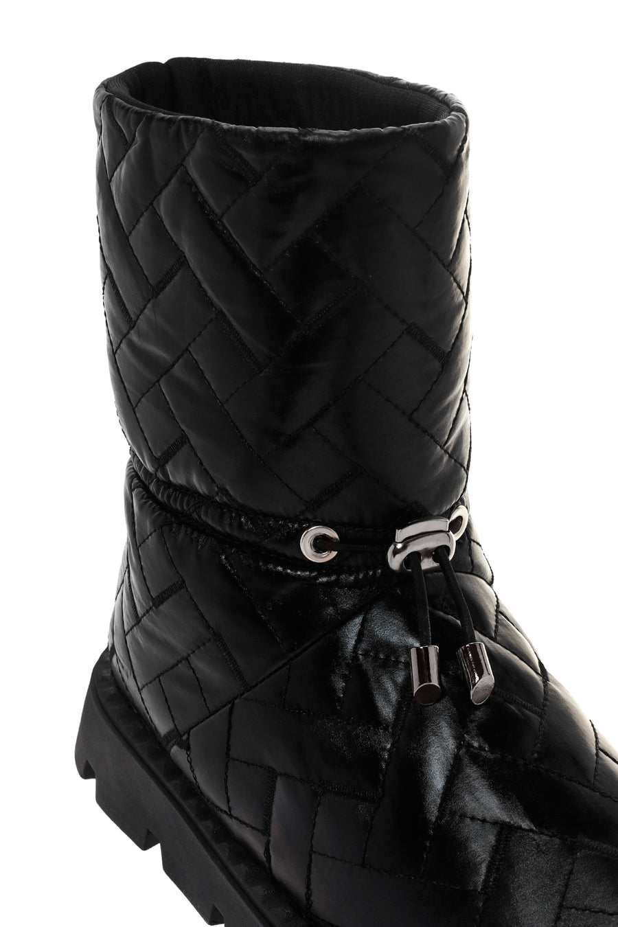 Women's Black Knitted Patterned Metallic Casual Boots