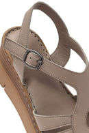 Women's Mink Ankle Strap Wedge Heel Leather Comfort Sandals | Derimod