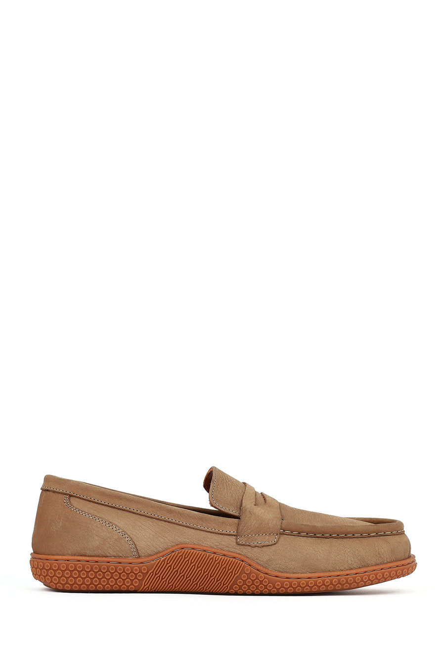 Men's Beige Chunky Sole Nubuck Leather Loafer 26SFD8004V3 | Derimod
