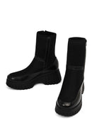 Women's Black Zippered Thick-Sole Leather Boots | Derimod