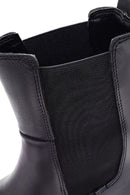 Woman Black Thick Sole Leather Chelsea Boots | Derimod